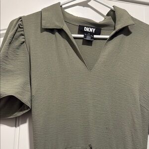 DKNY Sage Green V-Neck Dress